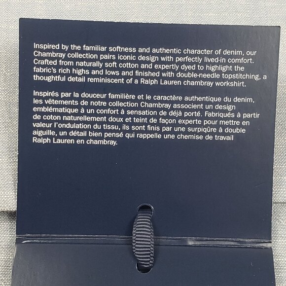 Ralph Lauren Workshirt Chambray King Flat Sheet Blue Luxury Bedding, 114"x108" - Picture 7 of 16